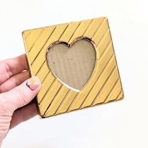 1980s Vintage Brass Heart Photo Frame - Art Deco Revival Style